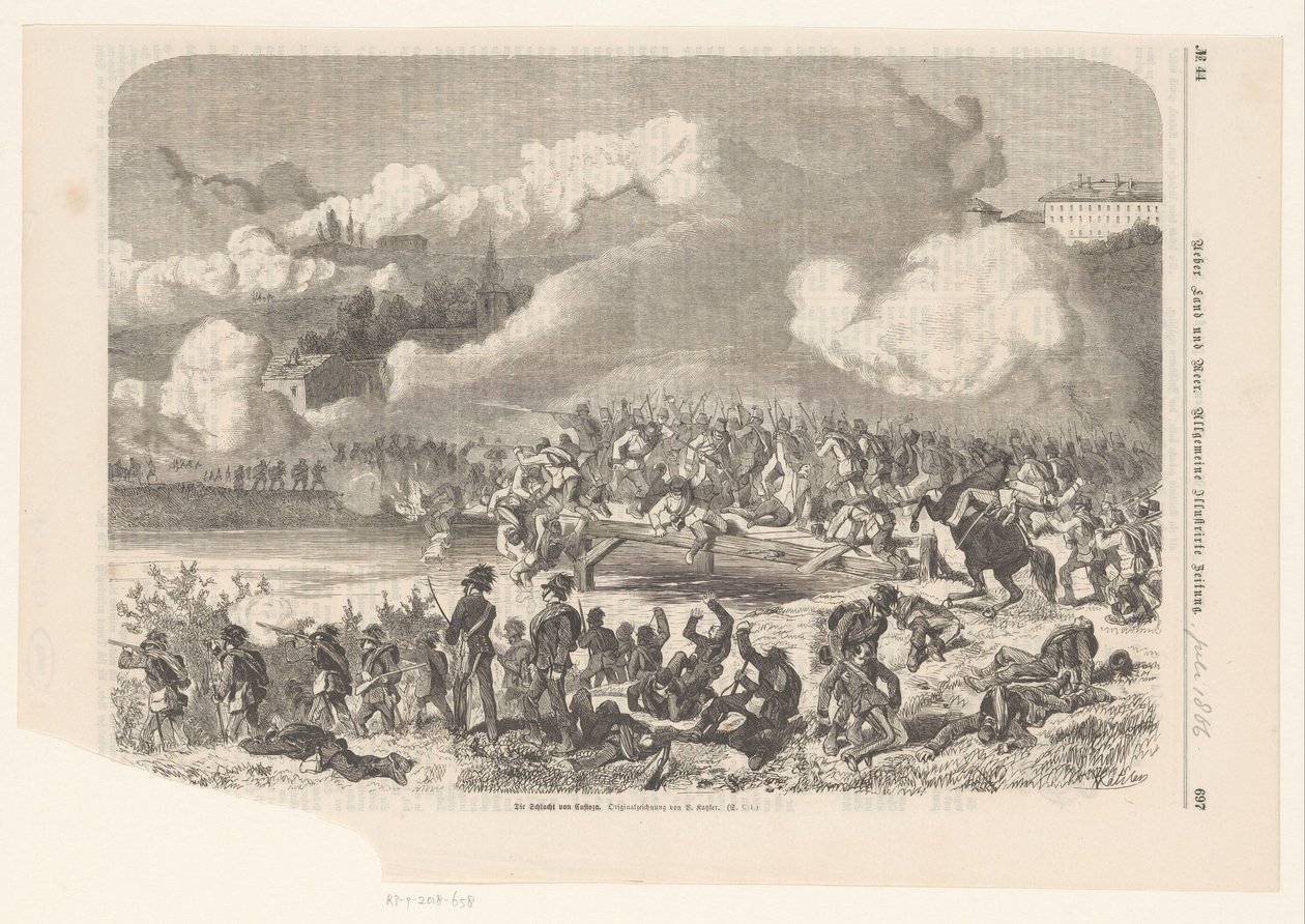 Batalha de Custódia, 1866
Die Schlacht con Custoza (título sobre o objecto) de Vinzenz Katzler
