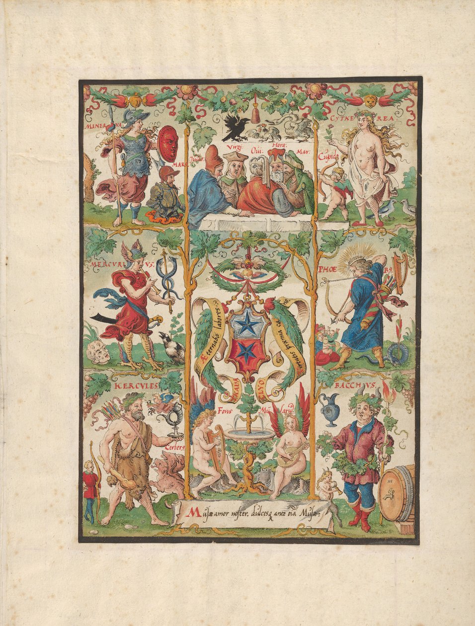 Alegoria Clássica com as armas do Ochsenfelder, meados do século XVI. de Virgil Solis