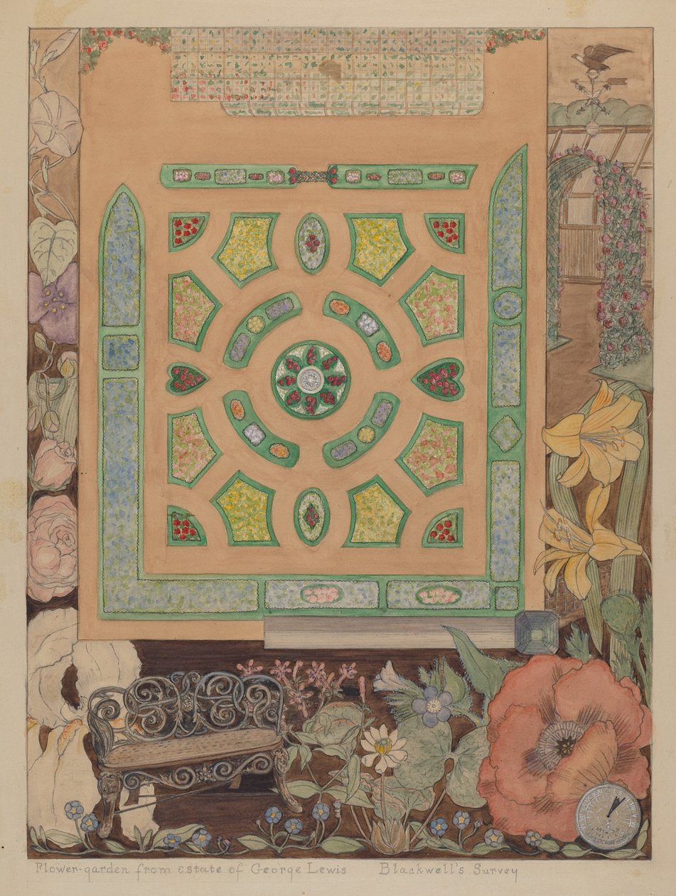 Jardim de flores - Lewis Estate, c. 1936. de Virginia Richards