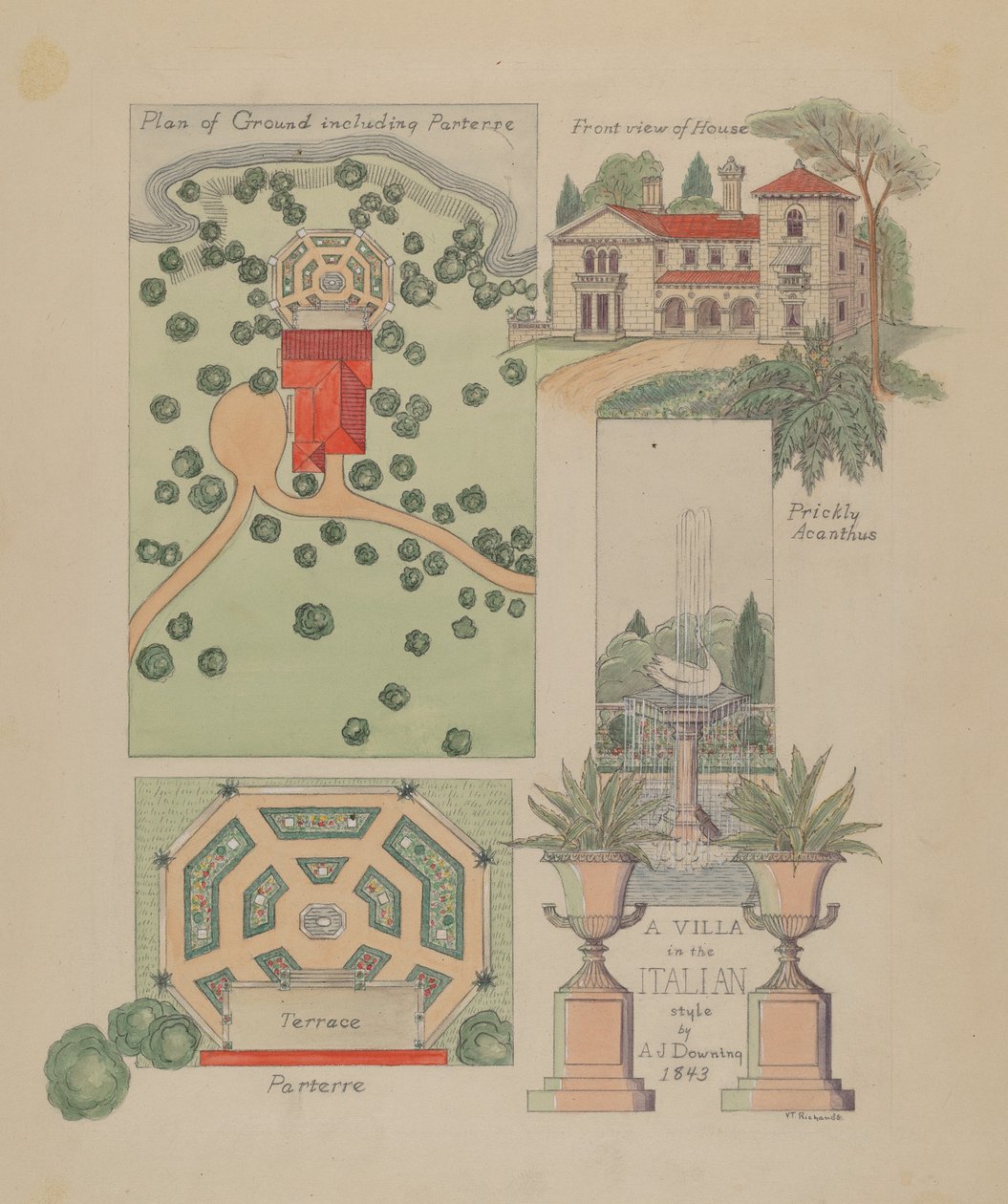 Projeto italiano da vila, c. 1936. de Virginia Richards
