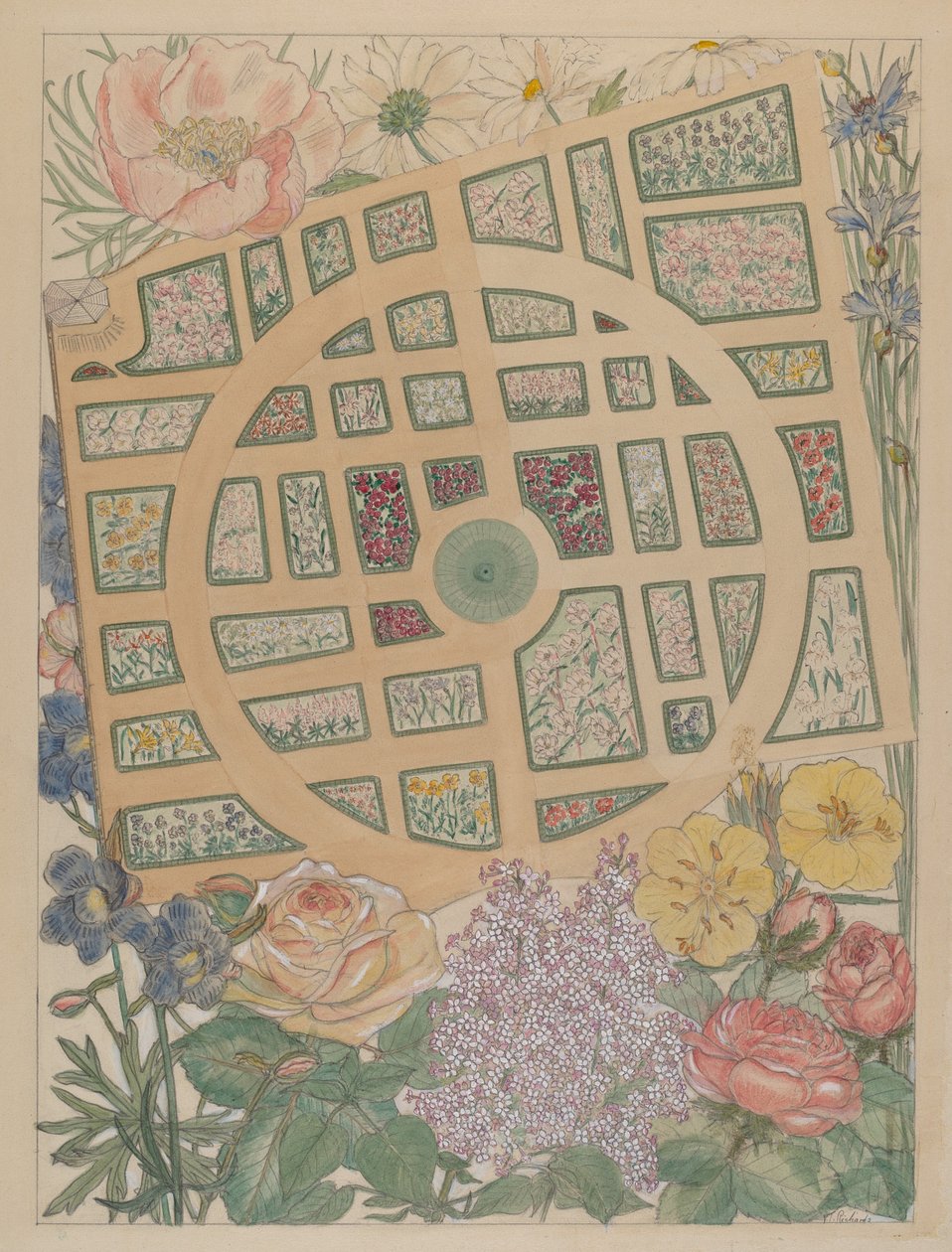 Jardim de Madame Jumel, c. 1936. de Virginia Richards