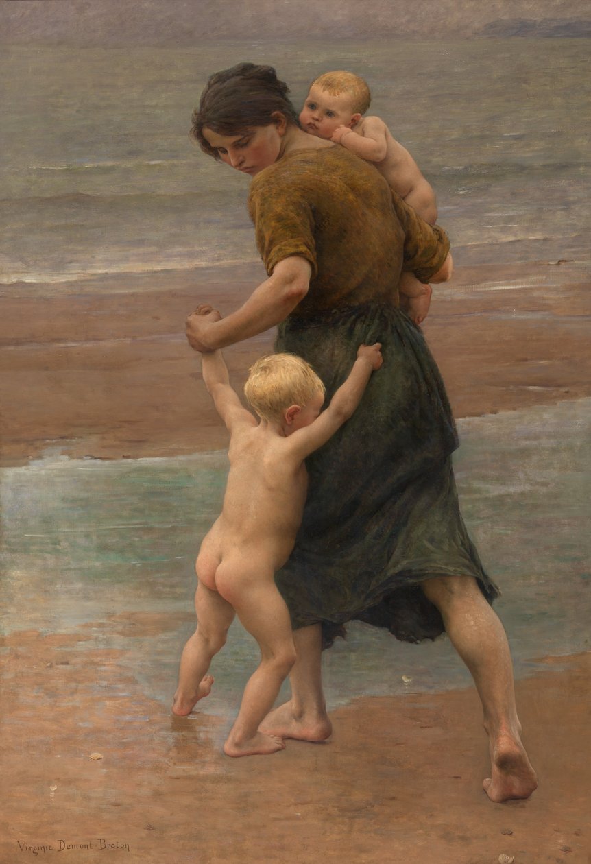 Para a água! (óleo sobre tela) de Virginie Demont Breton