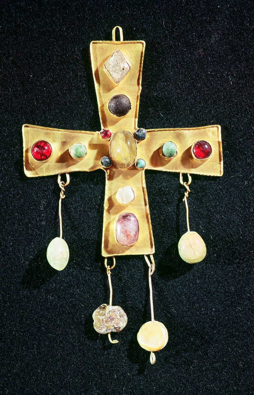 Cruz, do Tesouro Torredonjimeno (ouro e pedras semipreciosas) de Visigothic