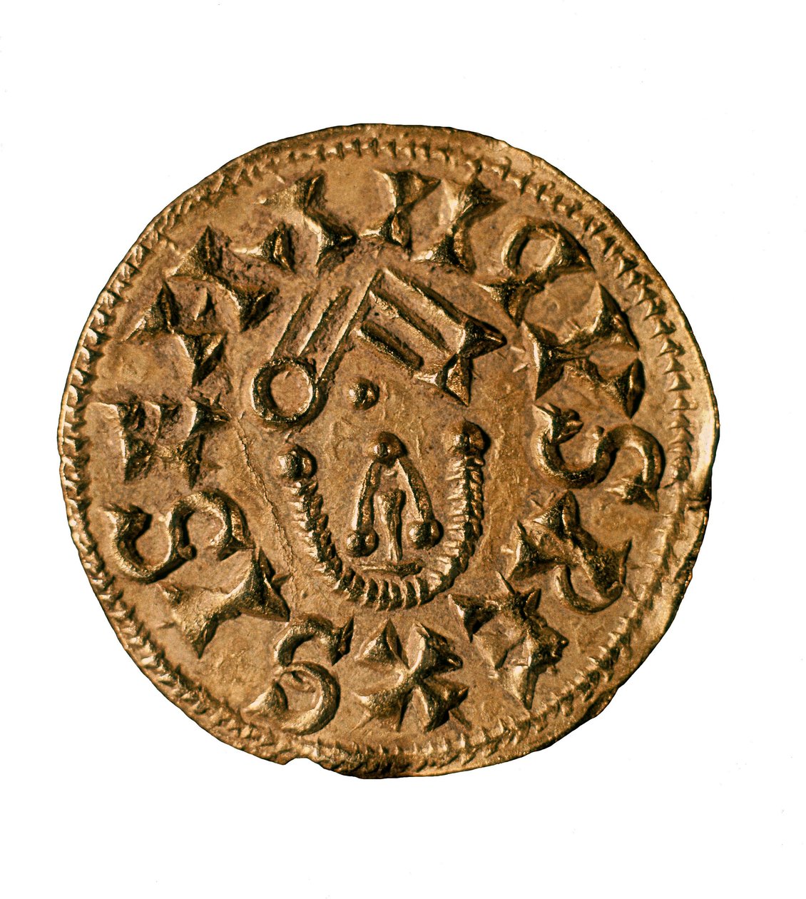 Tremissis (ou triens) do Rei Sisenand, fundido em Tarraco, Espanha, século VII (moeda) de Visigothic