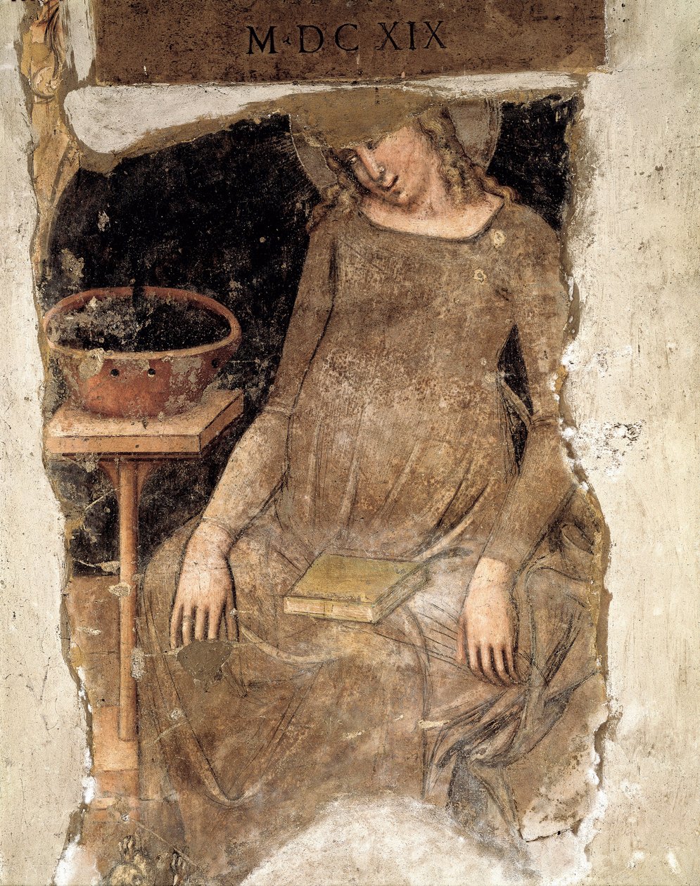 Virgem grávida, fragmento (fresco) de Vitale da Bologna