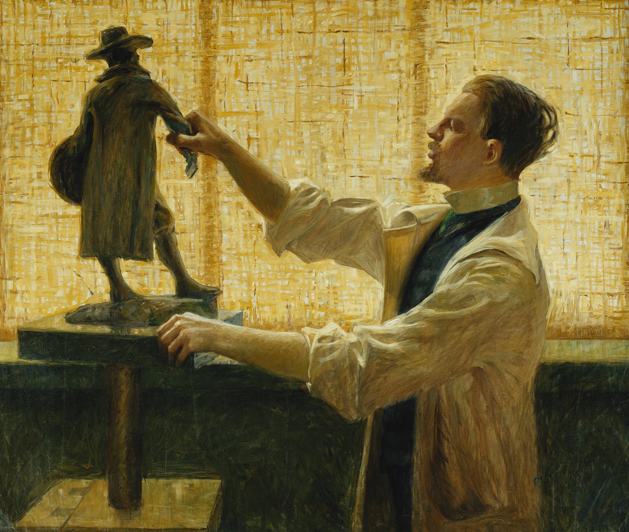 O escultor Carl Eldh em seu estúdio, 1908 de Vitalis Nyberg