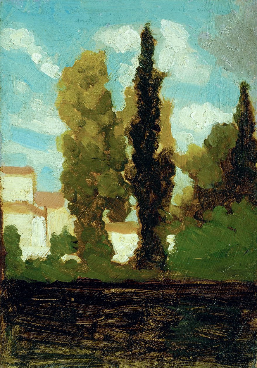 Estudo de uma aldeia, c.1860 (óleo sobre cartão) de Vito d