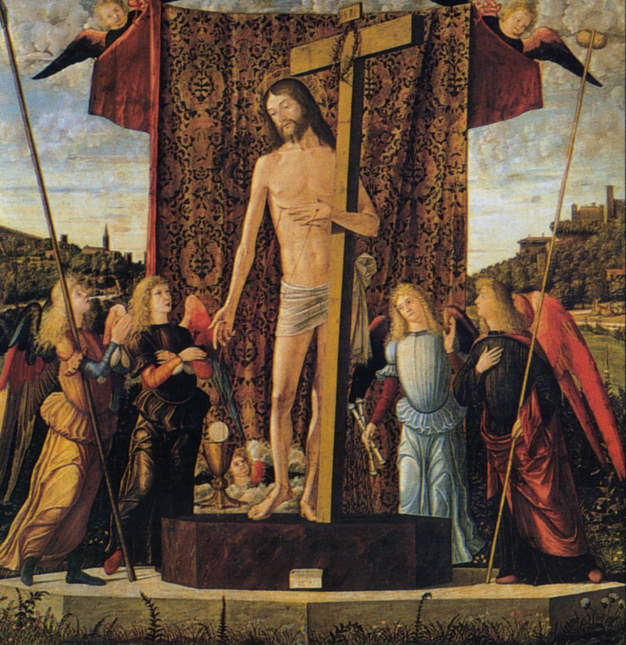 Cristo entre quatro anjos com os instrumentos da paixão de Vittore Carpaccio