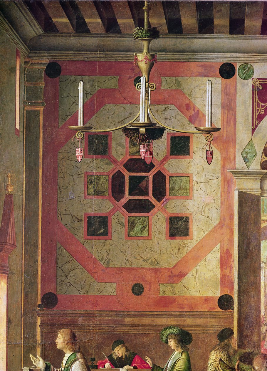 Detalhe da partida dos embaixadores ingleses, do ciclo de Santa Úrsula, c.1498 (detalhe de 119434) de Vittore Carpaccio
