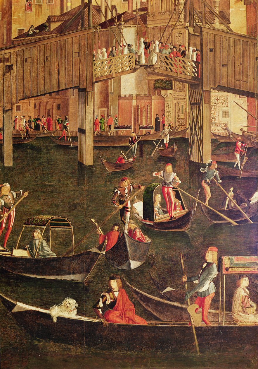 Detalhe do Milagre da Relíquia da Verdadeira Cruz na Ponte de Rialto, 1494 (detalhe de 221362) de Vittore Carpaccio