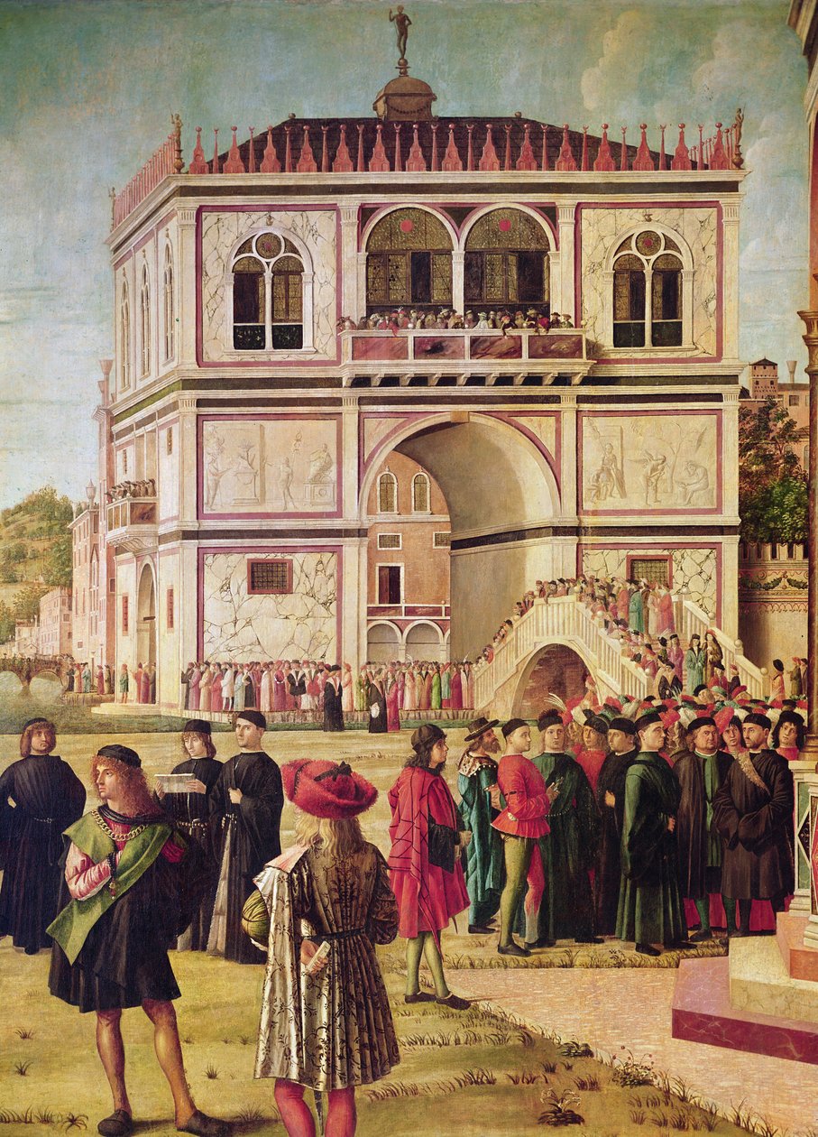 Detalhe do Retorno dos Embaixadores da Inglaterra, do Ciclo de Santa Úrsula, c.1490-96 (detalhe de 51114) de Vittore Carpaccio