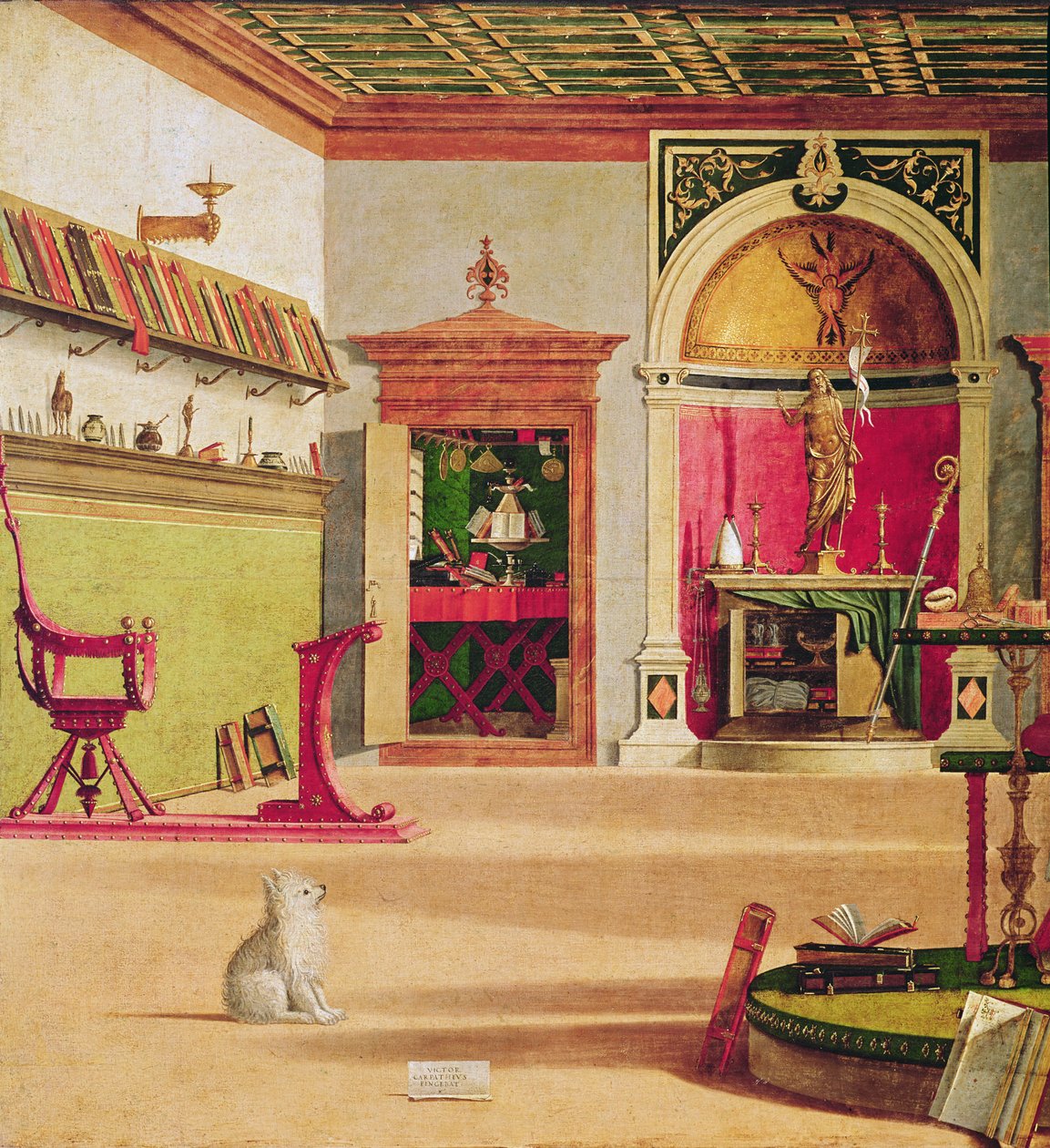 Detalhe da visão de Santo Agostinho, c.1502-08 (detalhe de 932) de Vittore Carpaccio