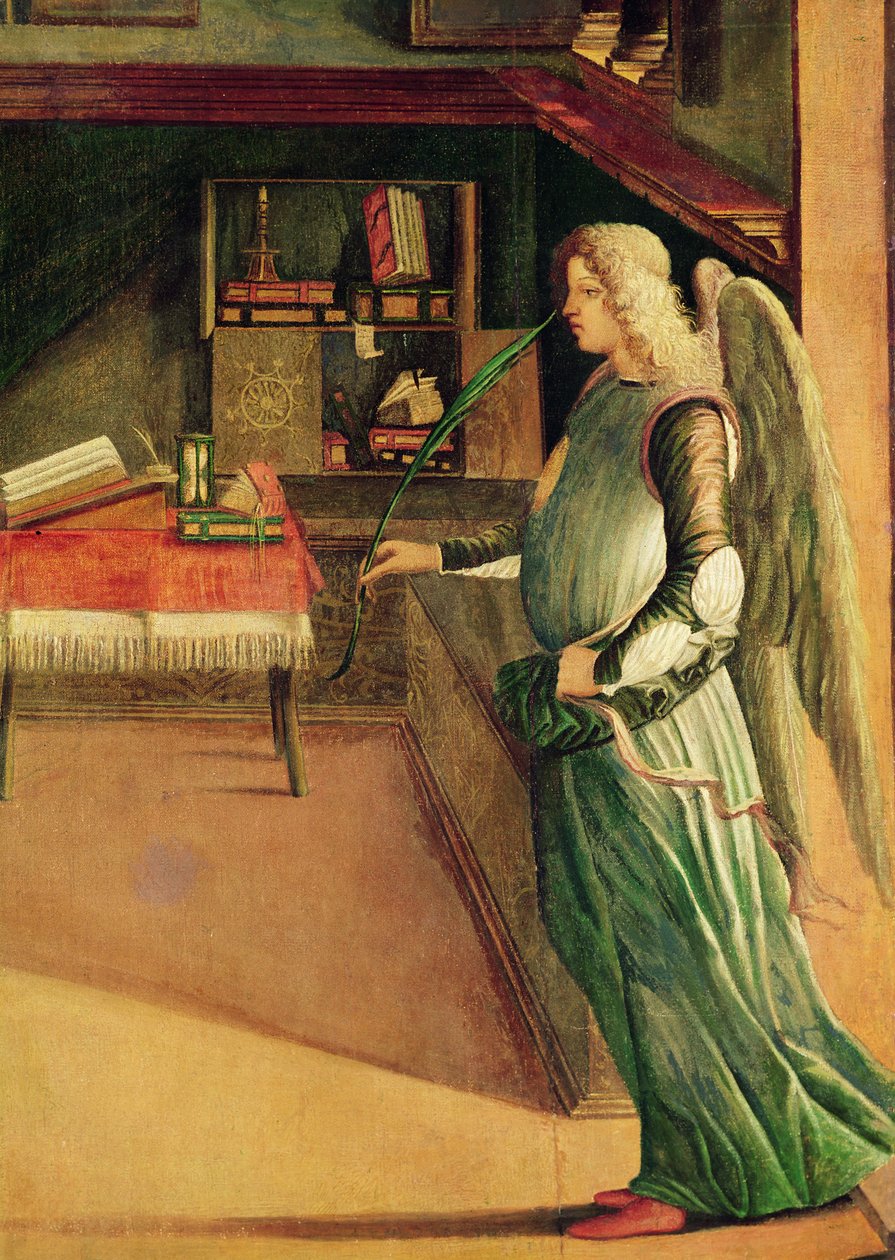 Detalhe do anjo do sonho de Santa Úrsula, c.1490-96 (detalhe de 257437) de Vittore Carpaccio