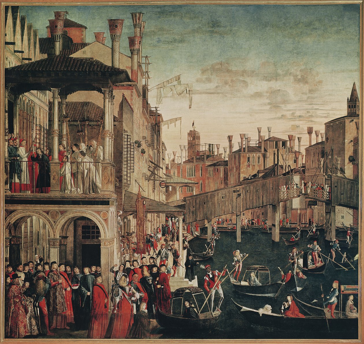O milagre da relíquia da verdadeira cruz na ponte de Rialto, 1494 (ver também 119437) de Vittore Carpaccio