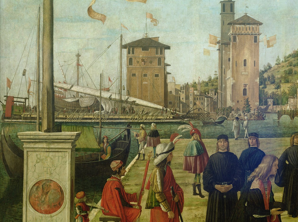 O retorno dos embaixadores, do ciclo de Santa Úrsula, detalhe 1490-94 de 51114 de Vittore Carpaccio