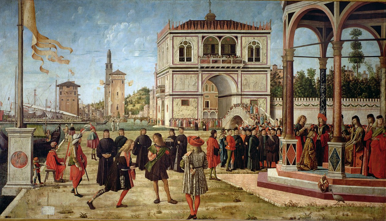 A história de Santa Úrsula, o repatriamento dos embaixadores ingleses, 1490-96 de Vittore Carpaccio