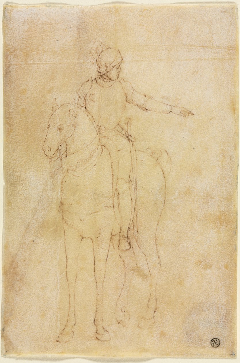 Figura blindada a cavalo, c. 1450 de Vittore Carpaccio