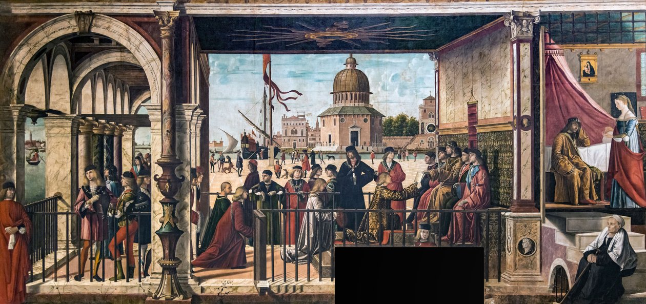 Chegada dos Embaixadores Ingleses à Corte do Rei da Bretanha The Legend of..., 1495-150 de Vittore Carpaccio