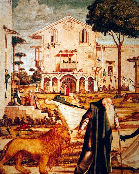 Detalhe de São Jerônimo Domando o Leão, c.1501-09 (detalhe de 60932) de Vittore Carpaccio