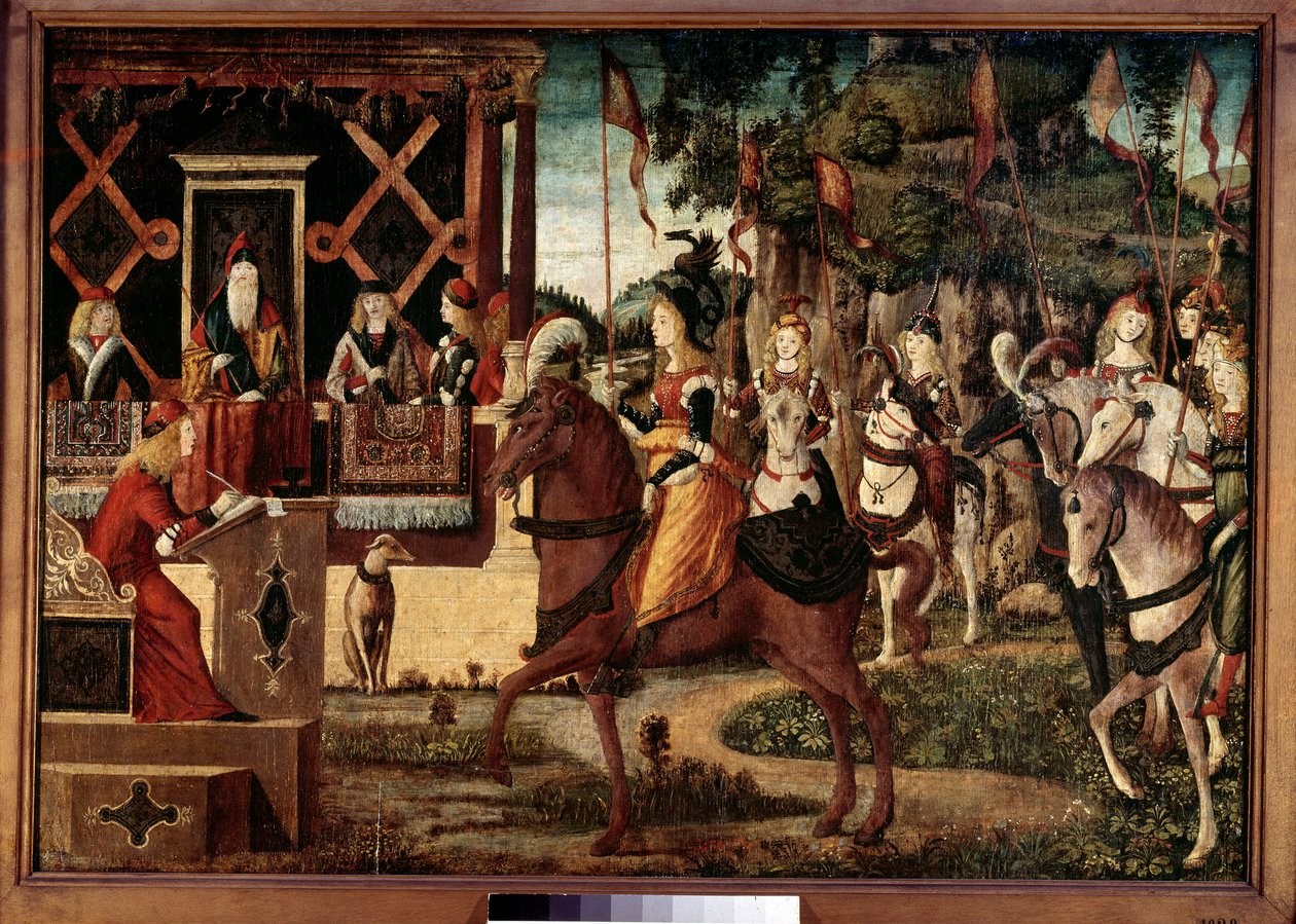 Embaixada de Hippolyte, Rainha das Amazonas em Thesee, Rei dos Atenienses Pintura de Vittore Carpaccio (1450-1526) Paris do século XVI, Musee Jacquemart Andre. de Vittore Carpaccio