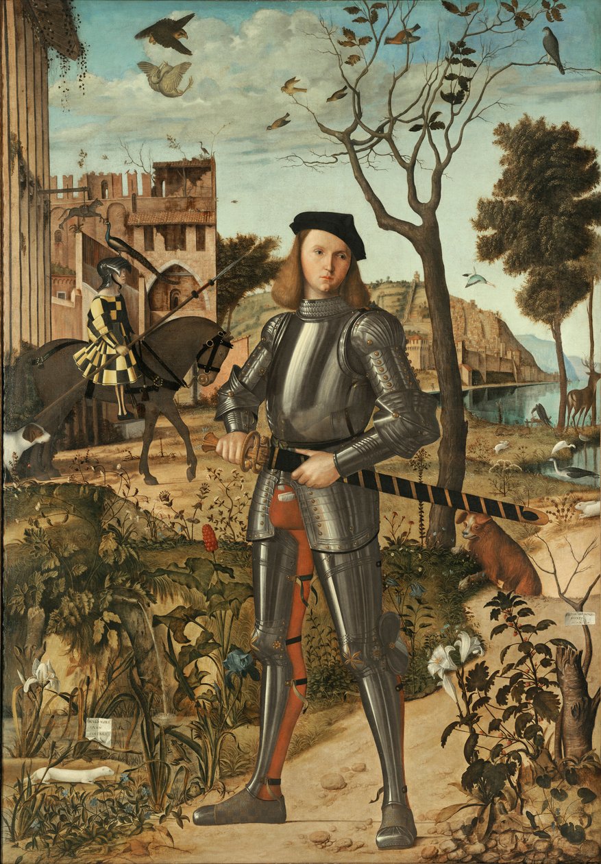 Cavaleiro jovem em uma paisagem de Vittore Carpaccio