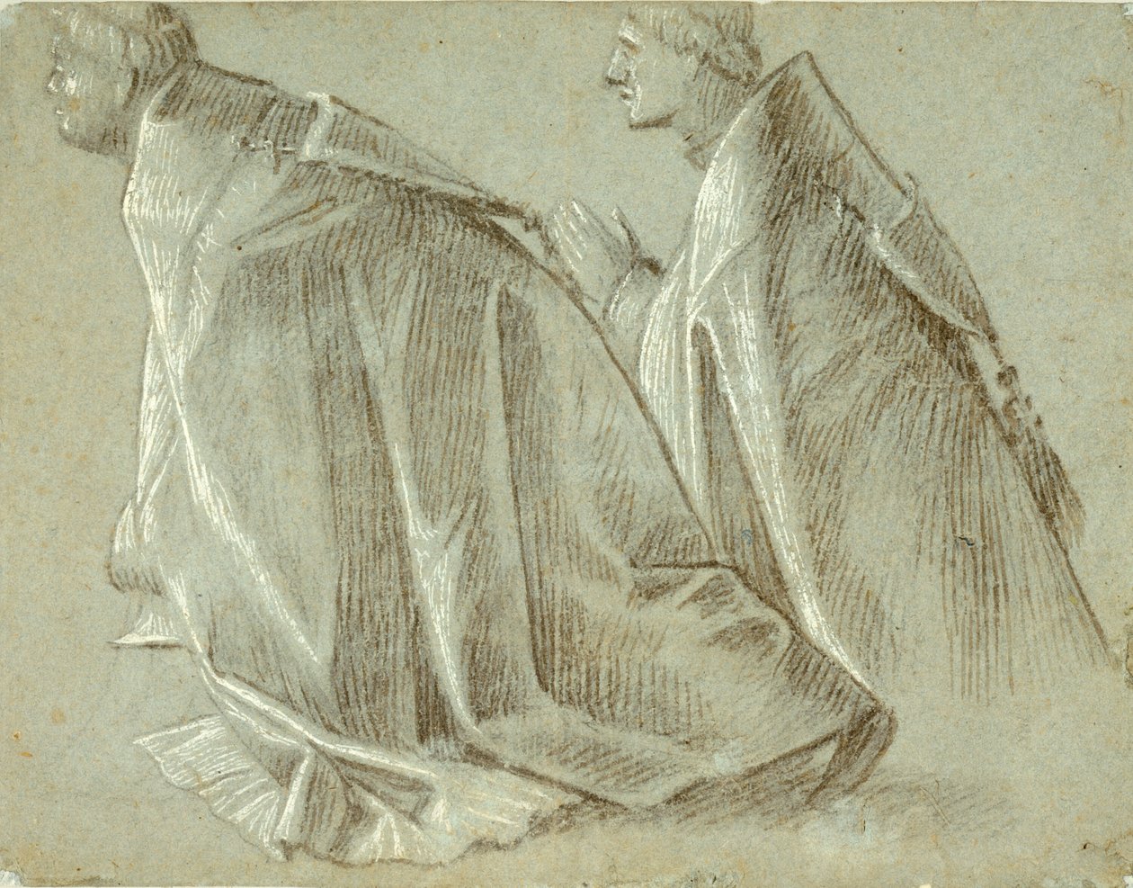 Estudo de Dois Clérigos Ajoelhados (reto); Estudo da Juventude Permanente (verso) de Vittore Carpaccio