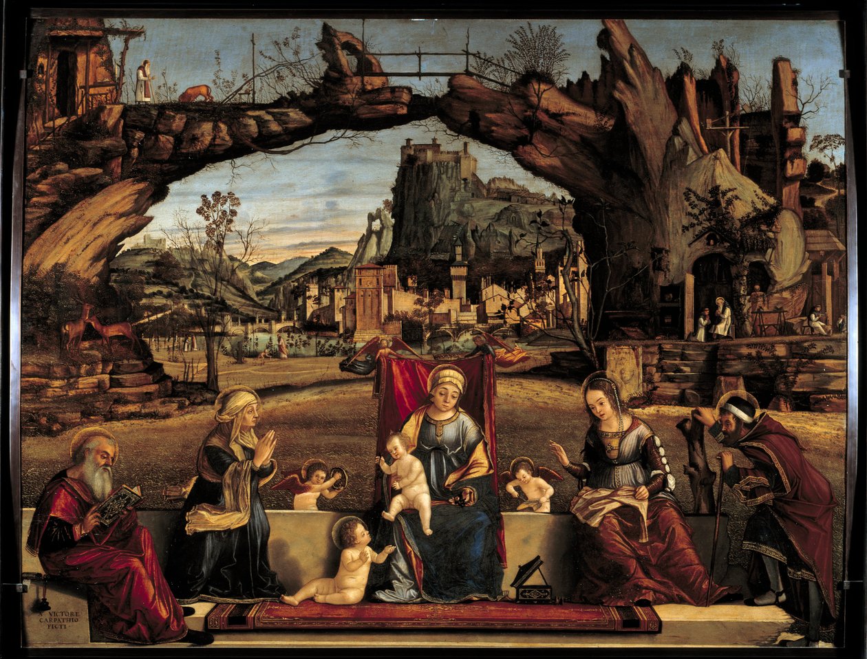 A Pintura da Sagrada Conversa de Vittore Carpaccio (1450-1526) Sol do século XVI. 0,98x1,27 m Avignon, Museu do Pequeno Palácio de Vittore Carpaccio