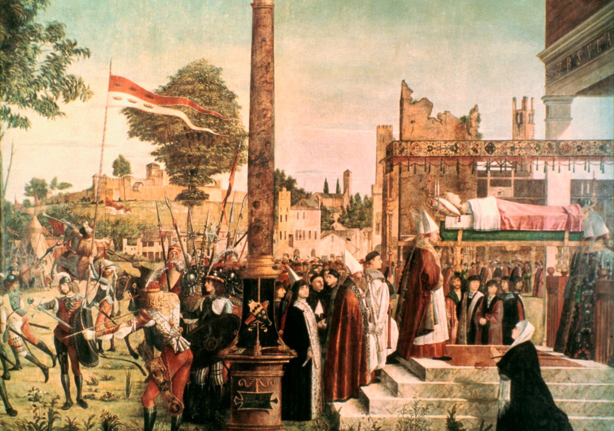 A lenda de Santa Úrsula: martírio e funeral de Santa Úrsula, 1493 de Vittore Carpaccio