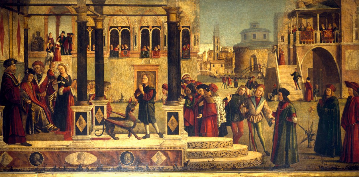 O Milagre de Santo Trifónio, de Vittore Carpaccio (ca. 1465-1525 ou 1526), Escola de San Giorgio degli Schiavoni, Veneza de Vittore Carpaccio