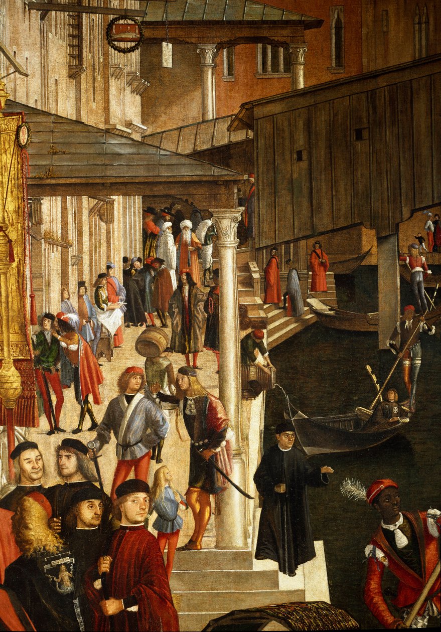 O Milagre da Relíquia da Santa Cruz na Ponte Rialto em Veneza, Detalhe. Pintura de Vittore Scarpazza dit Vittore Carpaccio (1460-1525) de Vittore Carpaccio