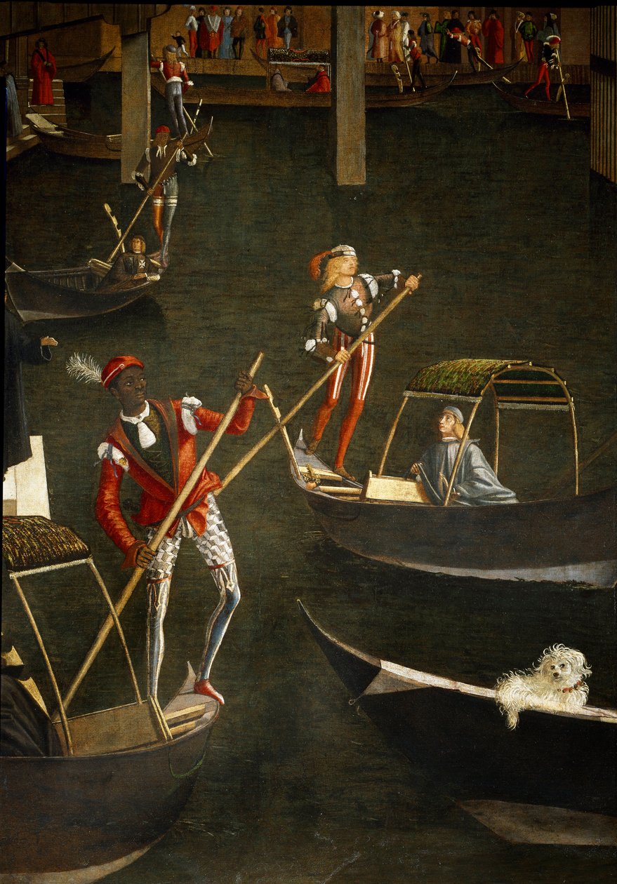 O Milagre da Relíquia da Santa Cruz na Ponte Rialto em Veneza, Detalhe. Pintura de Vittore Scarpazza dit Vittore Carpaccio (1460-1525) de Vittore Carpaccio