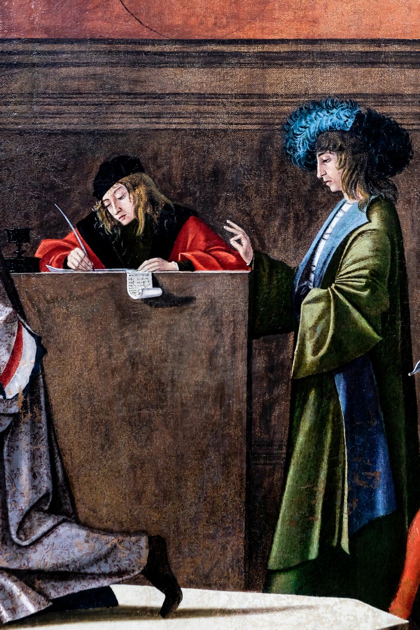 A partida dos embaixadores ingleses, cerca de 1495 (óleo sobre tela) de Vittore Carpaccio