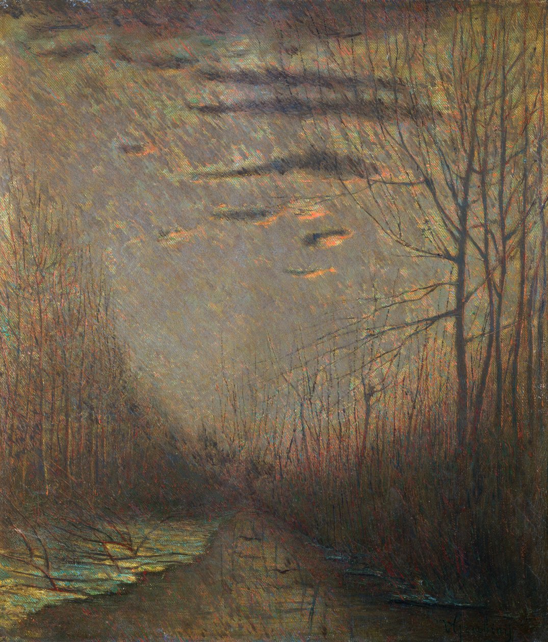 Canal ao pôr-do-sol de Vittore Grubicy de Dragon