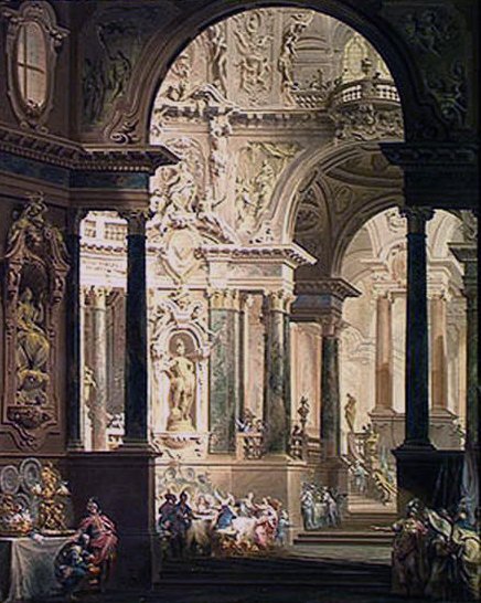 A Festa de Absalon, 1740 (têmpera sobre tela) de Vittorio Maria Bigari