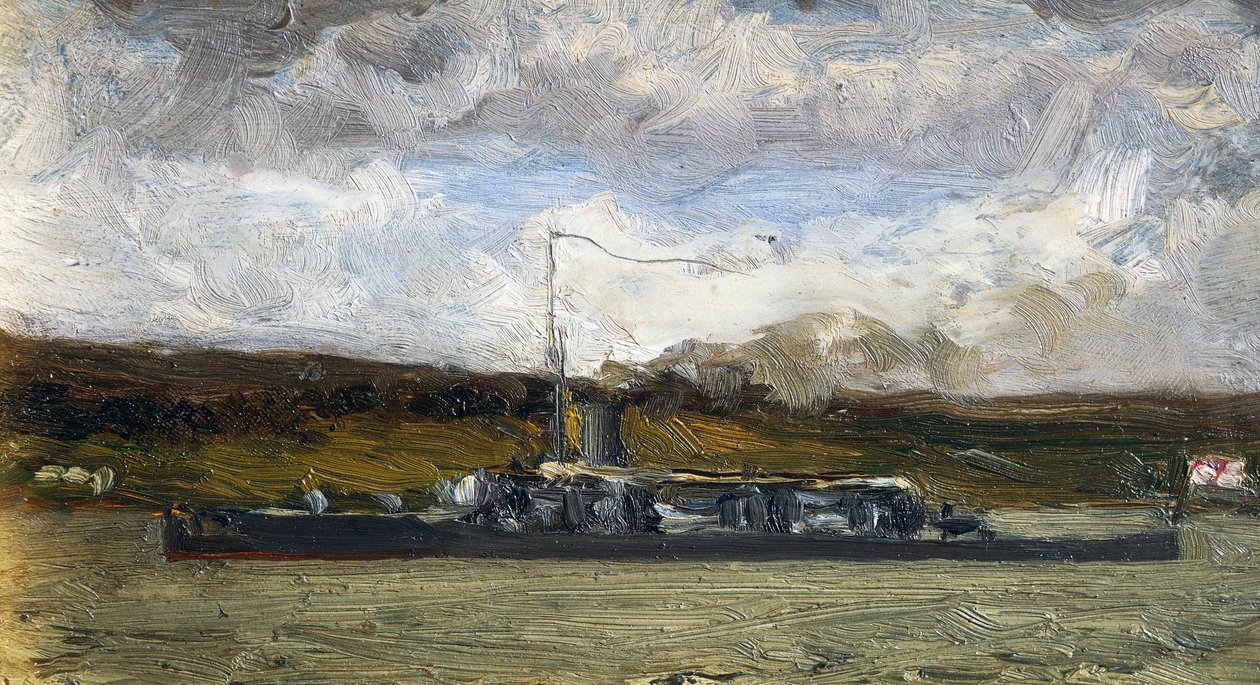 Navio a vapor à beira-mar, de Vittorio Avondo (1836-1910) de Vittorio Avondo