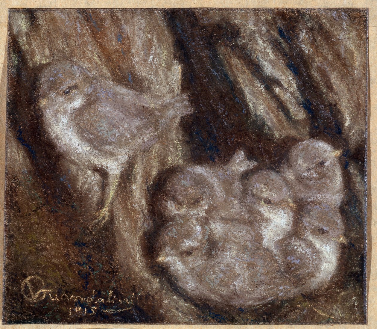 La couvee Pastel de Vittorio Guandalini (1861-1923) de Vittorio Guandalini
