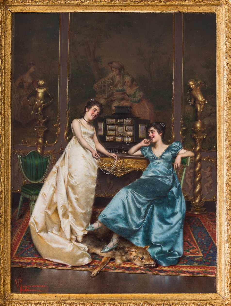 O Colar de Pérolas (óleo sobre tela) de Vittorio Reggianini