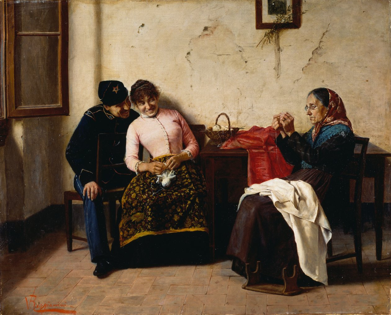 O pretendente, de Vittorio Reggianini (1858-1938), óleo sobre tela, 65x59,5 cm de Vittorio Reggianini