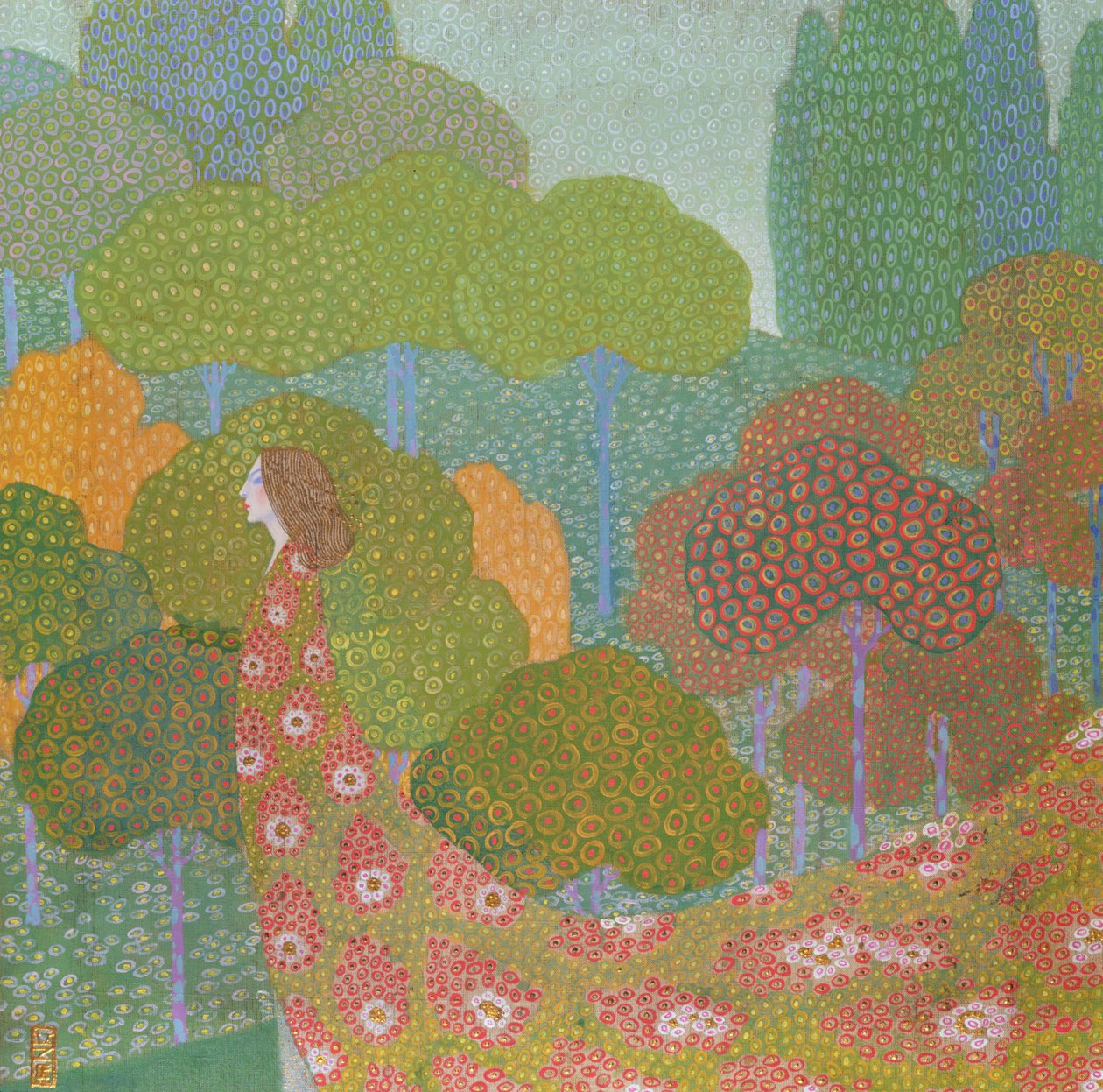 Primavera, c.1911 (tempera e ouro sobre linho) de Vittorio Zecchin