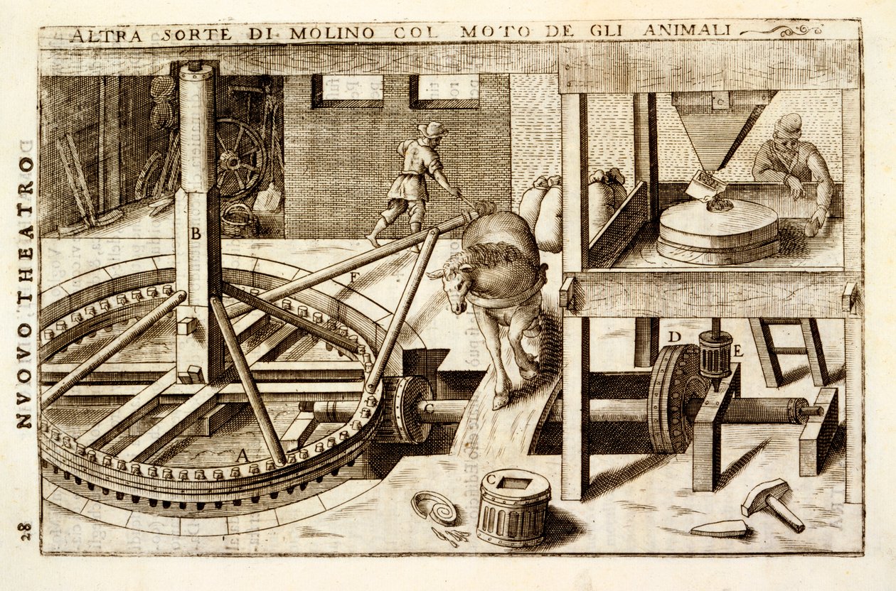 Fresadora acionada por cavalo 1607 de Vittorio Zonca