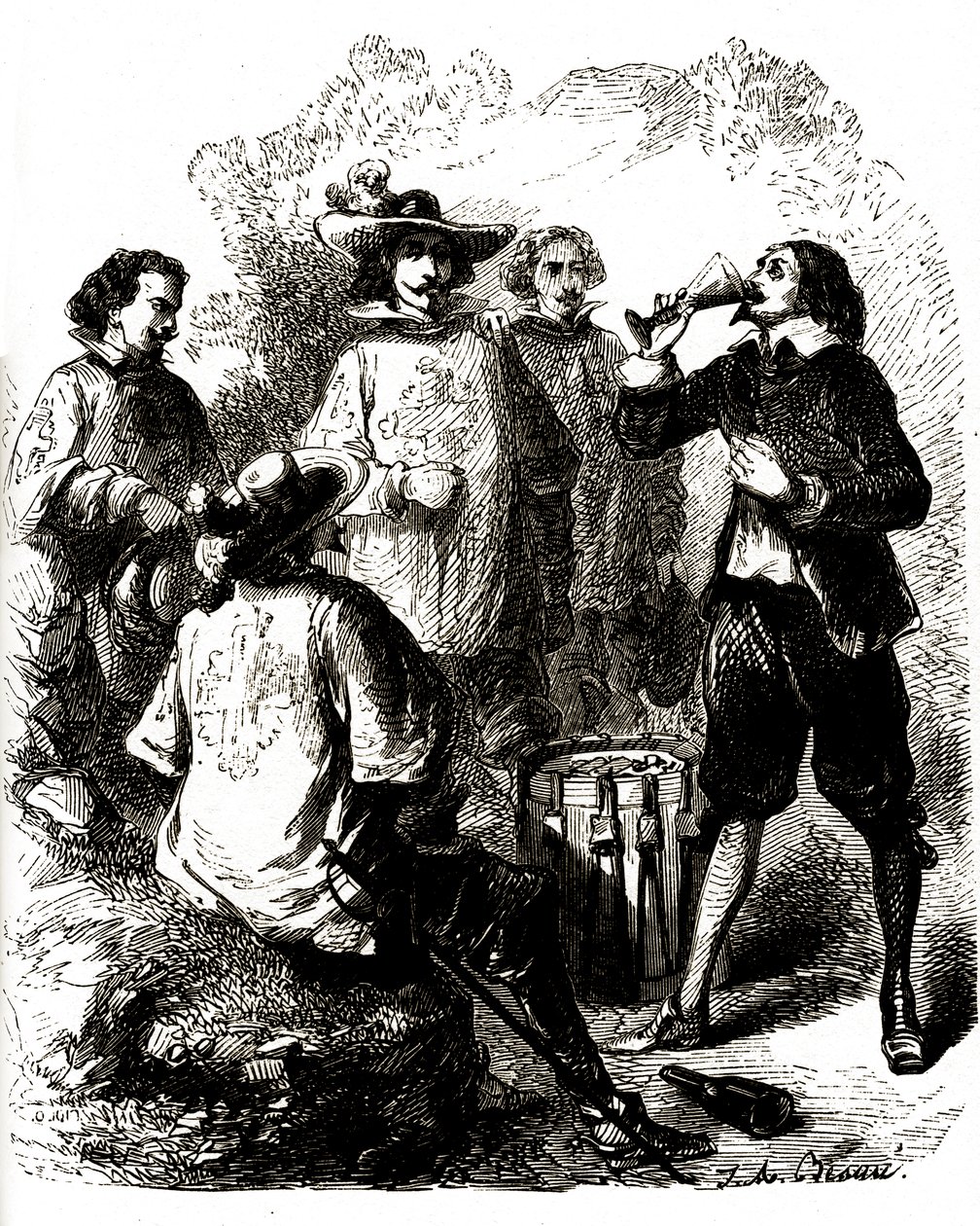 Grimaud, a beber um copo de vinho depois de ter engolido uma carta comprometedora de Vivant (after) Beauce