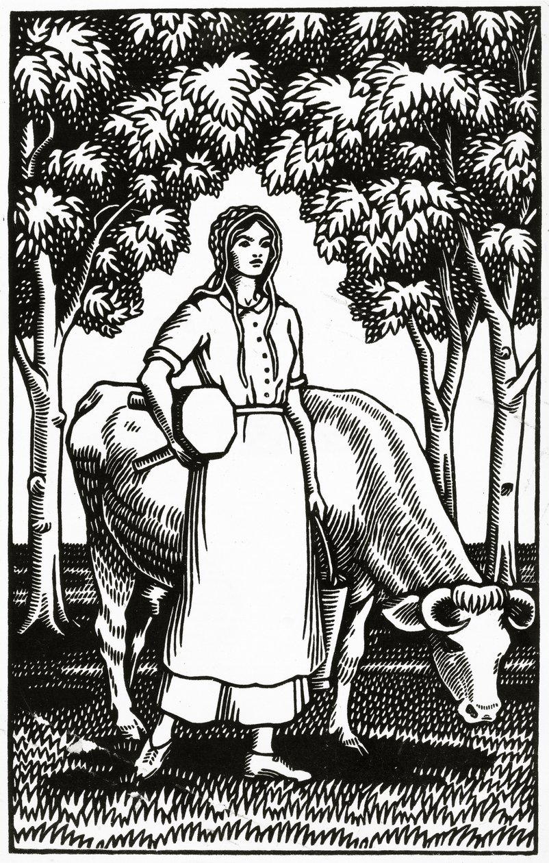 Frontispício de uma edição ilustrada de Tess of the Dürbervilles, de Thomas Hardy, 1926 de Vivien Gribble