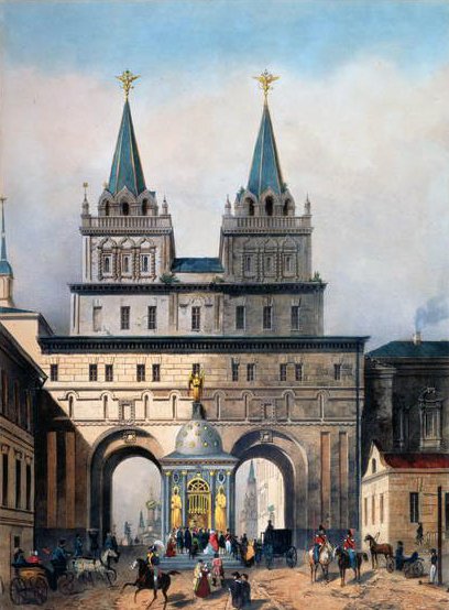 Os portões ibéricos no Kremlin de Moscou, gravado por A. Muller, de 1840 de Vivien after Vivien after