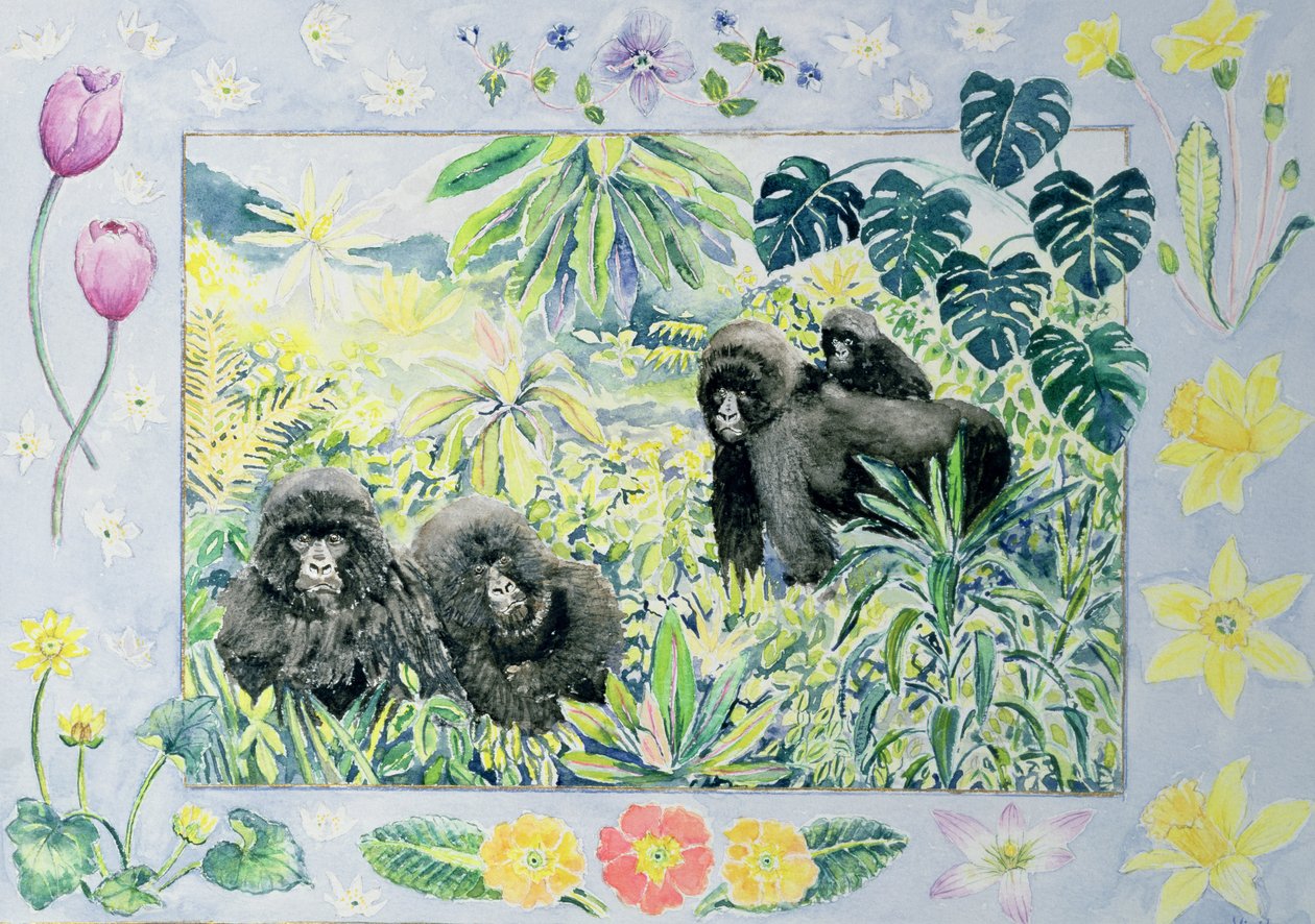 Gorilas de montanha (mês de março de um calendário) de Vivika Alexander