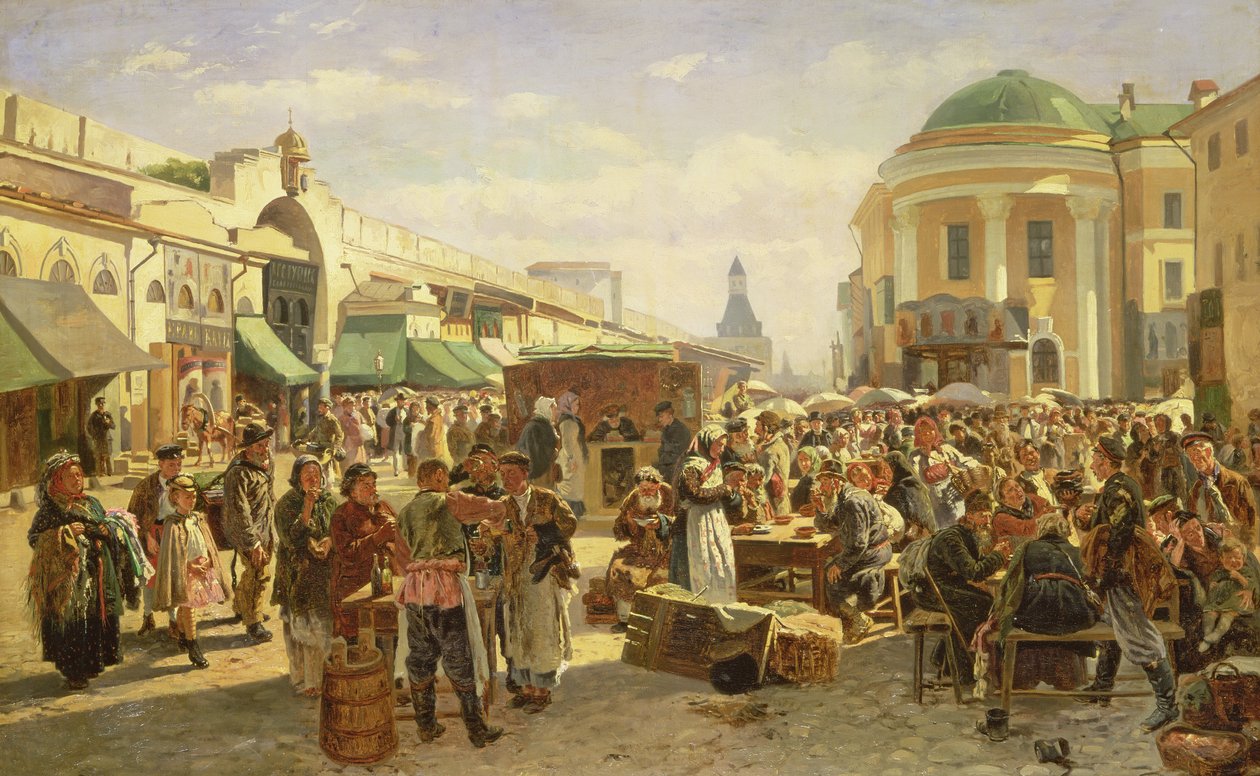 A feira da cidade de Vladimir Egorovic Makovsky