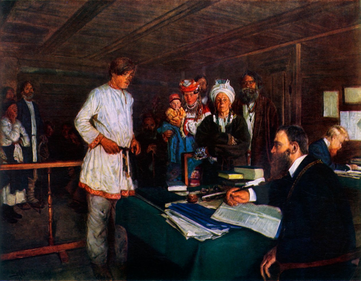 No escritório, final do século XIX e início do século XX, 1965. de Vladimir Egorovic Makovsky
