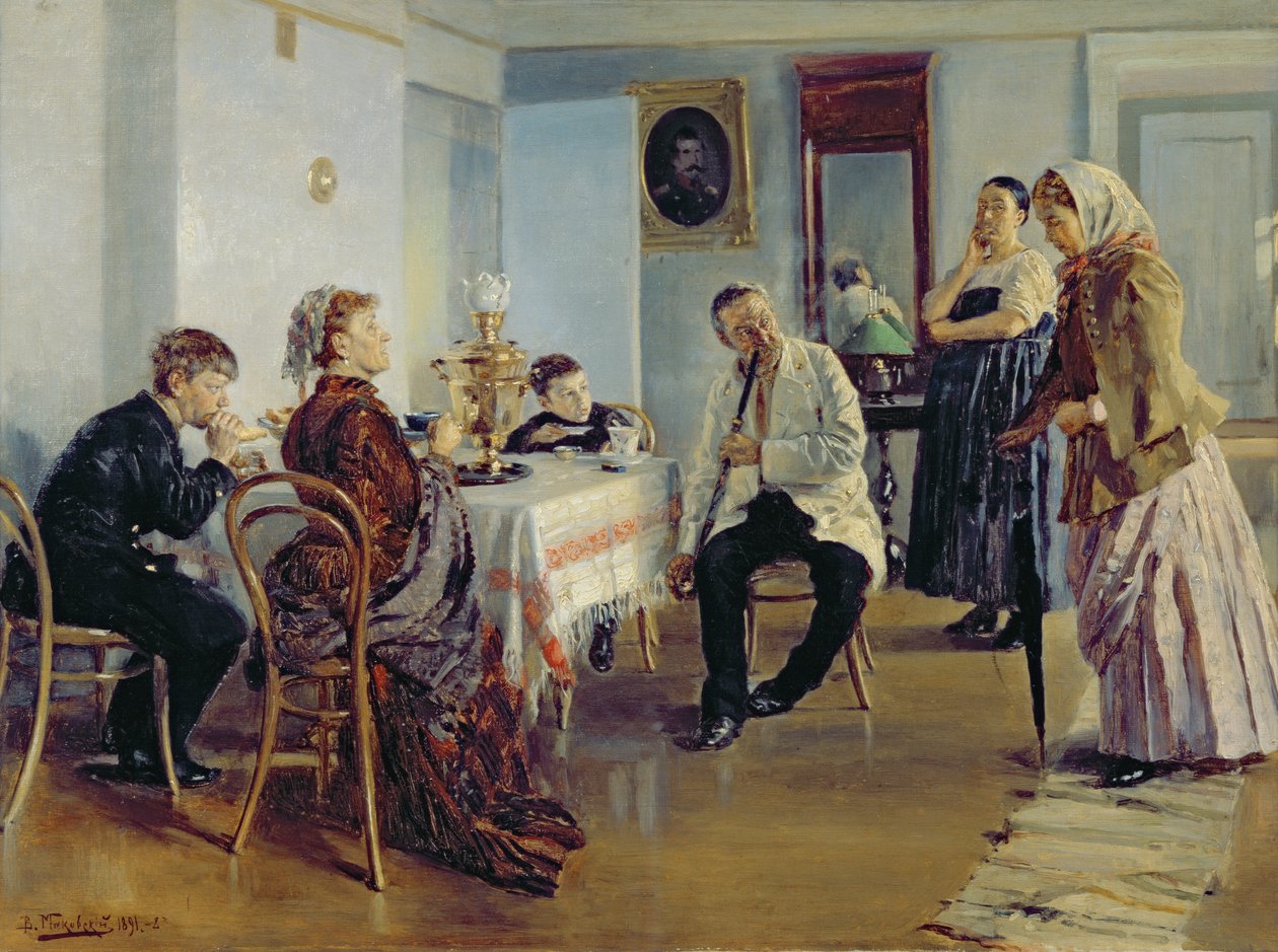 Contratação de uma empregada doméstica, 1891-92 de Vladimir Egorovic Makovsky