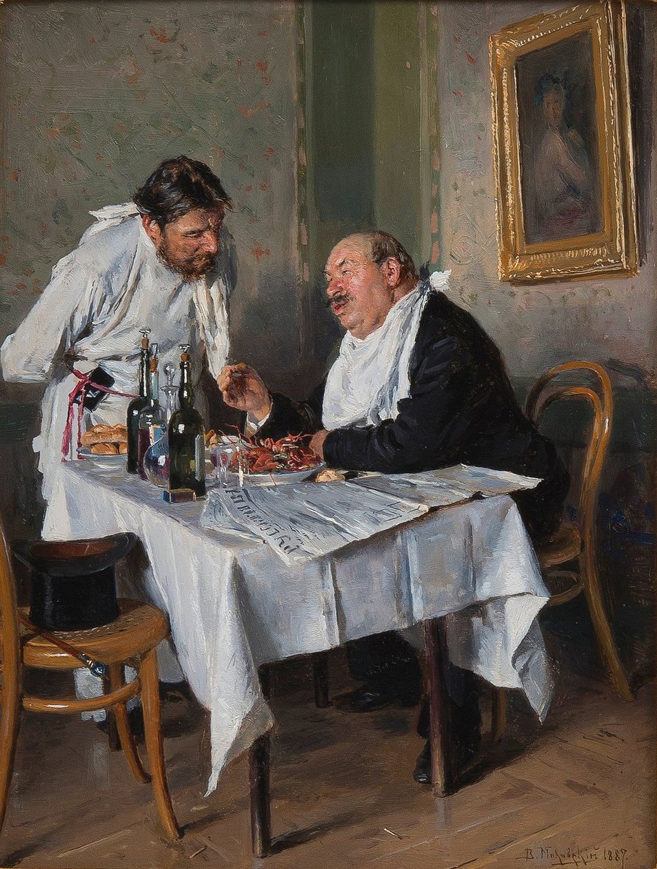 Em um restaurante, 1887 de Vladimir Egorovic Makovsky