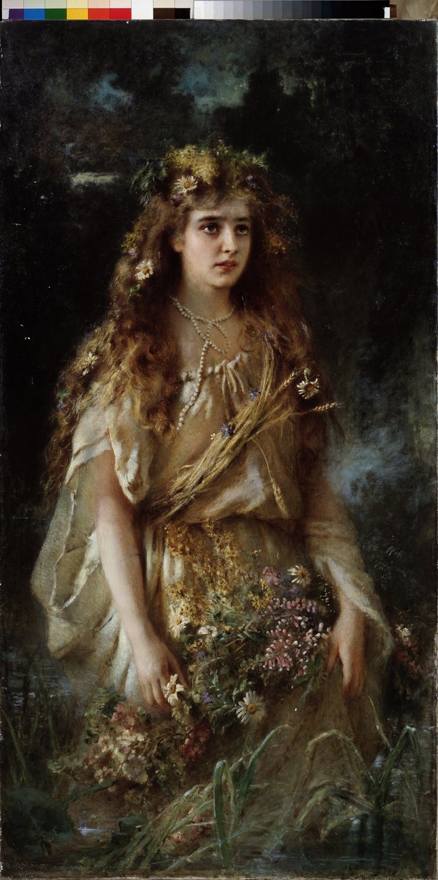 Ophelia. Peinture de Vladimir Yegorovich Makovski (Makovsky, Makovsky) (1846-1920), huile sur toile de Vladimir Egorovic Makovsky