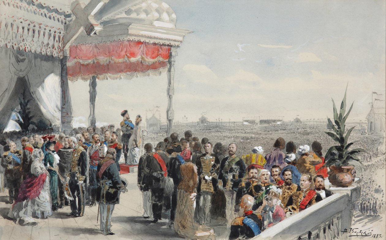 Festas públicas após a coroação do imperador Alexandre III no campo Khodynka, 1883 de Vladimir Egorovic Makovsky